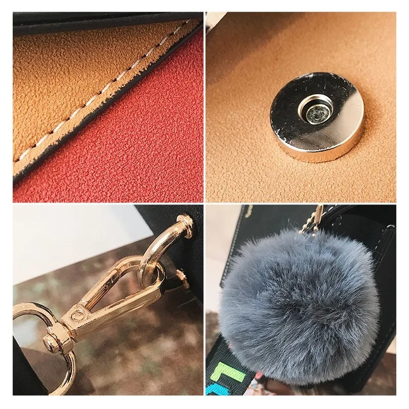 Herald Fashion Women Shoulder Bag Wide Strap Flap Bag Quality Leather Designer Clutch Bag Ladies' Messenger Bags With Hair Ball Herald Fashion Women Shoulder Bag Wide Strap Flap Bag Quality Leather Designer Clutch Bag Ladies' Messenger Bags With Hair Ball