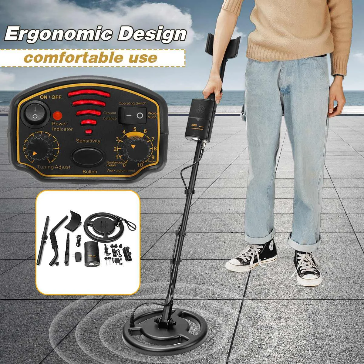 

Metal Detector UnderGround depth1.5m AR944M Scanner Finder tool with lithium battery for Gold Digger Treasure Seeking Hunter