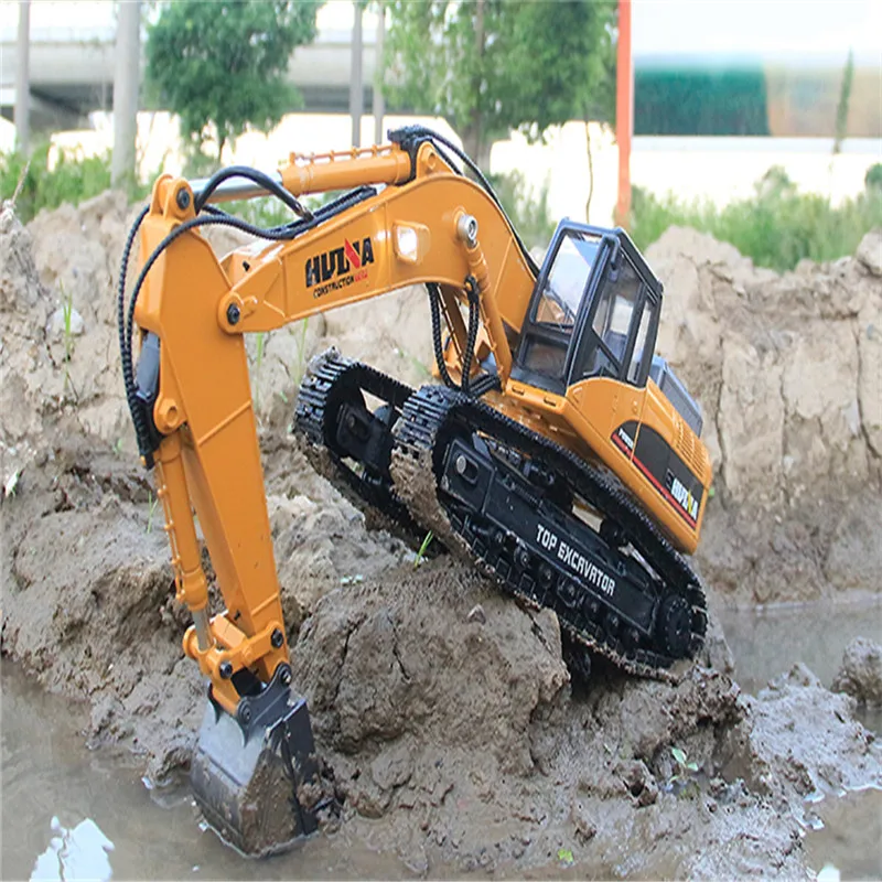 HUINA 580 1/16 2.4G 7.4V 2000Mah Excavator RC Car Toys Styling 23 Channel Road Construction All Metal Truck Autos New Arrivals
