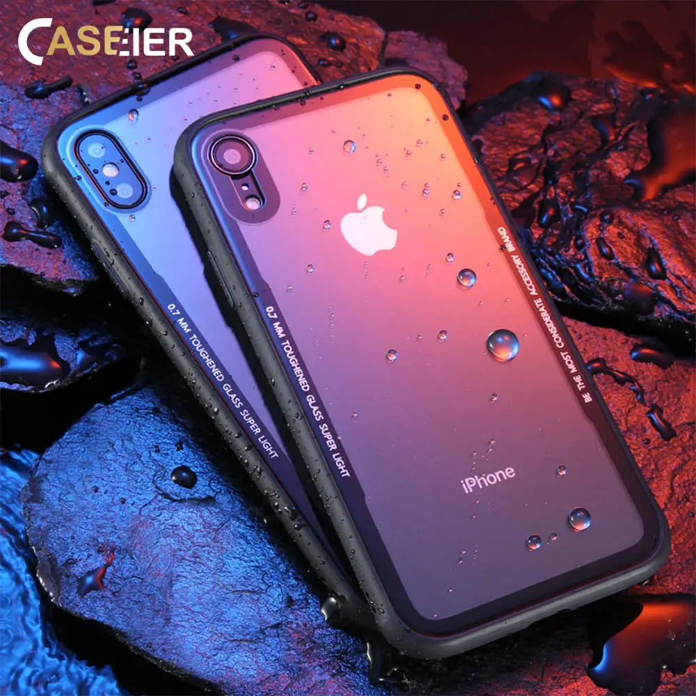 CASEIER чехол для телефона iPhone X 7 8 XR XS Чехлы MAX закаленное стекло полная защита 6 6s Plus
