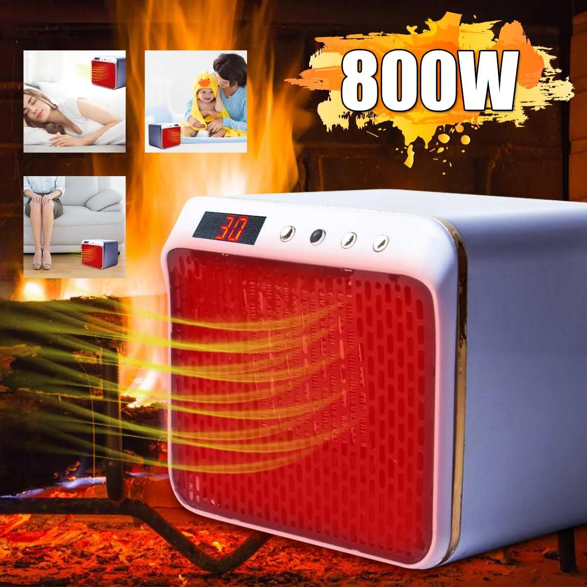 

800W 100-240V US plug Electric Heaters Fan Mini Portable Heater Fan Warm Air Blower Winter Warmer PTC Ceramic Heating Fans
