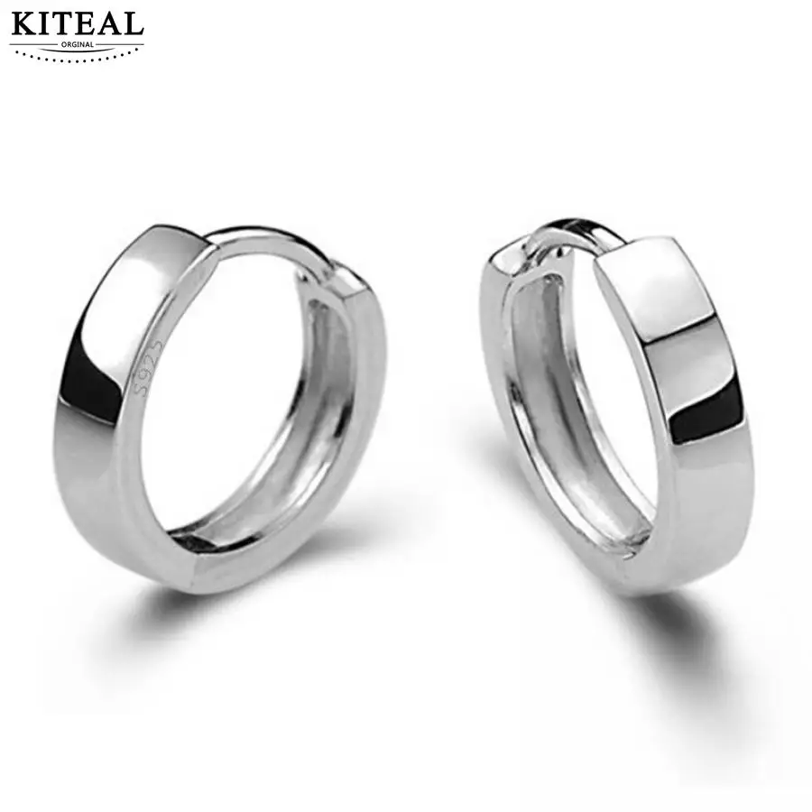 

925 jewelry Silver Smooth Surface small hoop Earrings For Women Men brincos oorbellen boucle d'oreille S-E15