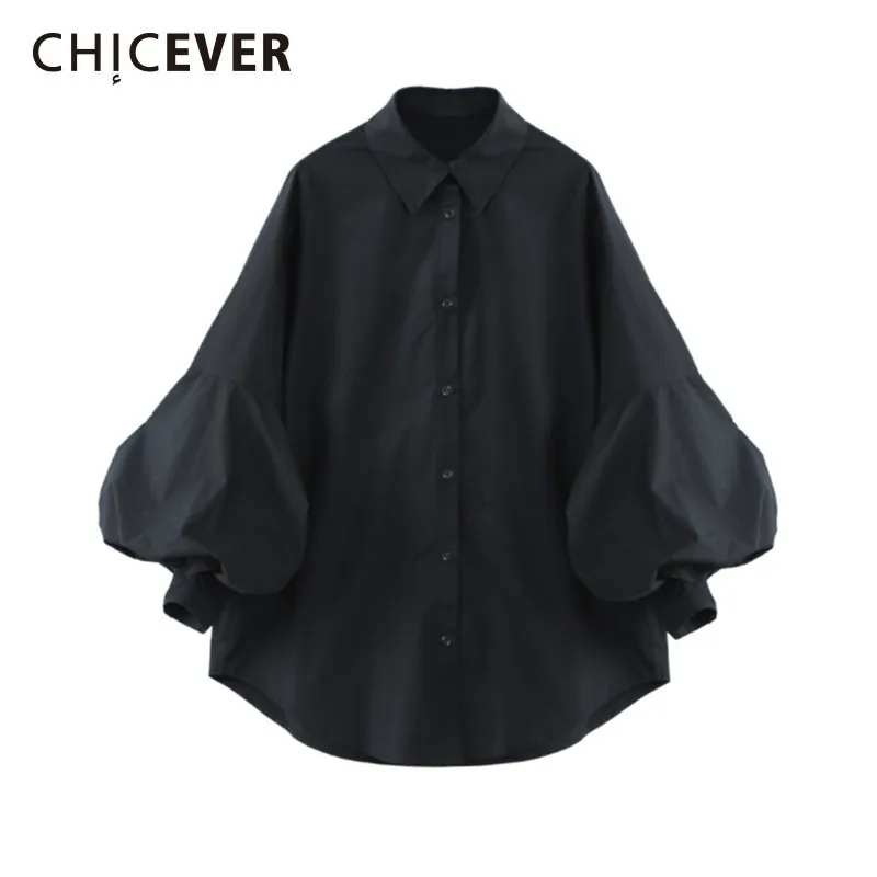  CHICEVER Autumn Women's Shirt Blouse Top Female Lantern Sleeve Loose Big Size Casual Women Shirts B