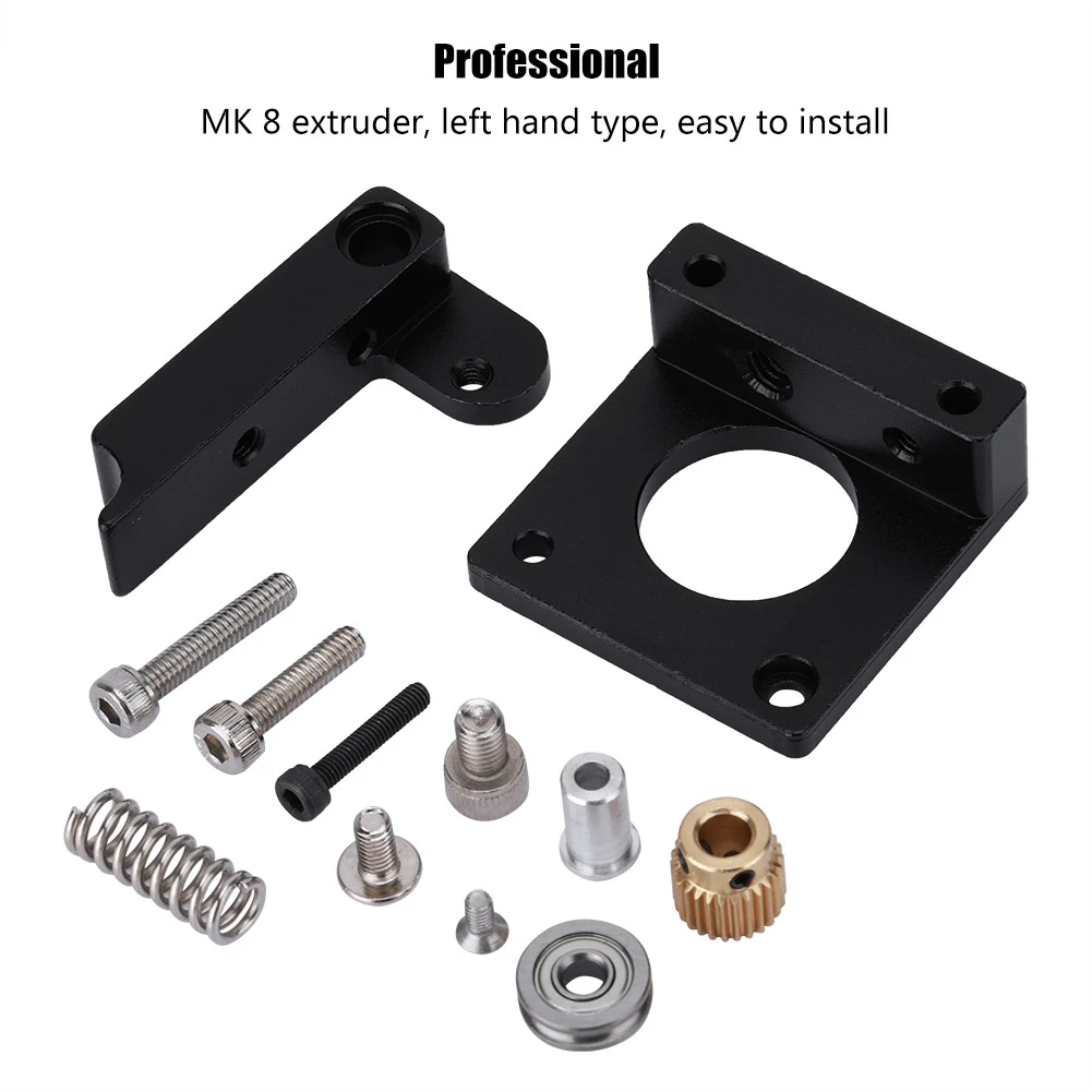 

Durable MK 8 Replacement Extruder Feeder DIY Kit 3D Printer Aluminum Extruder Kit (Reverse Left Hand Big Hole)