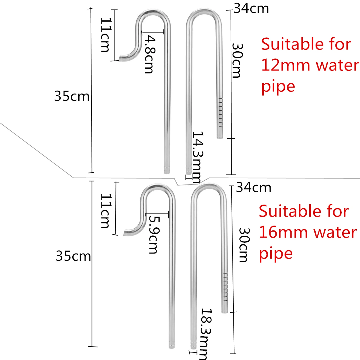 Price 12 16mm Aquarium Fish Tank Filter Inflow Outflow Stainless Steel Tube Lily Pipe Fish Tank Aquatic Water Tank Filter Clip