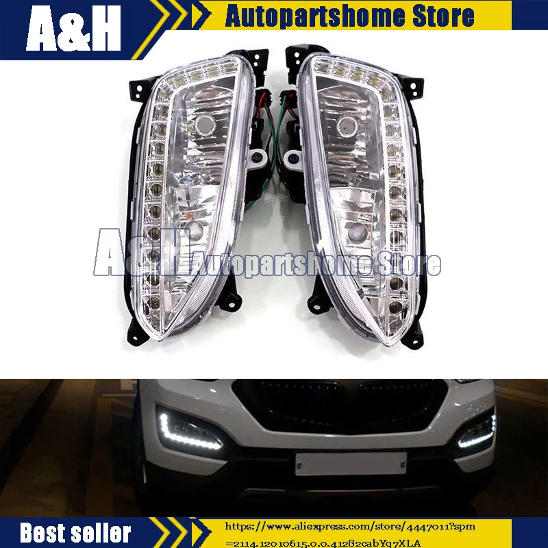 

White LED DRL Daytime Running Light Fog Lamp For Hyundai IX45 Santa Fe DC12V Kit