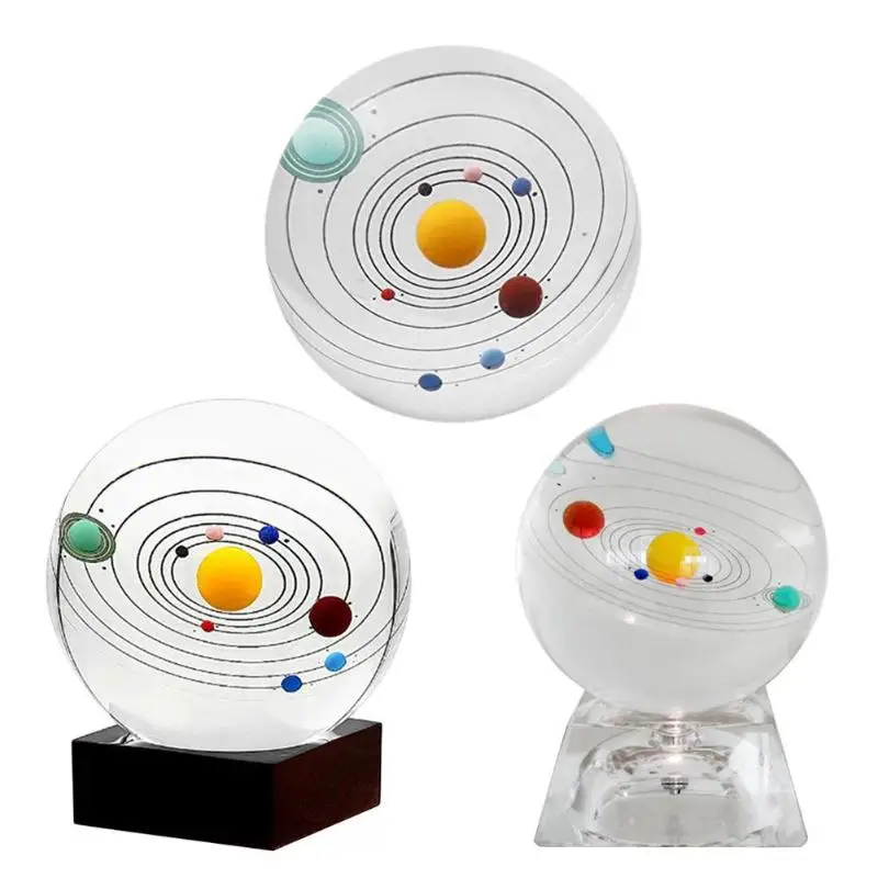

8 cm Crystal Solar System Ball Sphere Ornament Miniature Planets Model Glass Globe Home Decoration Gift Souvenir