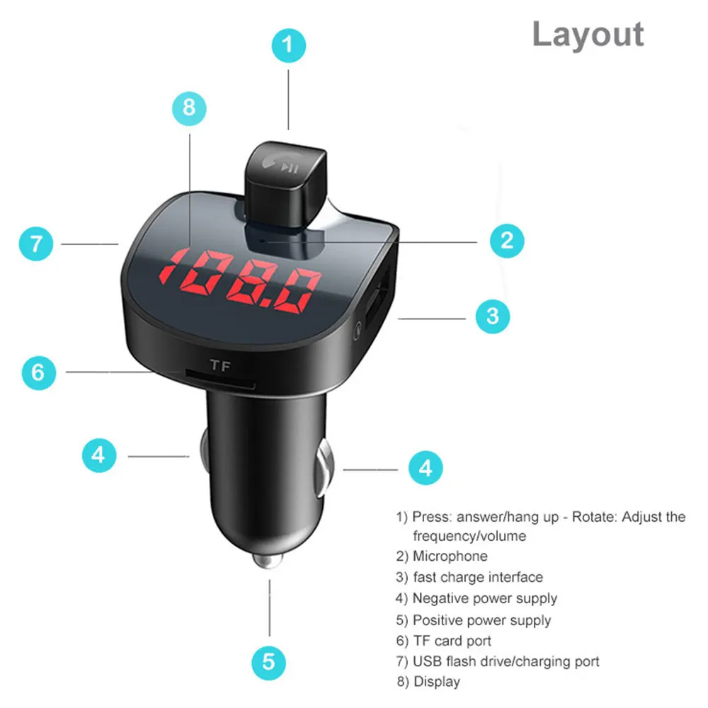 Автомобильный FM передатчик, bluetooth-ресивер fm-адаптер fm-передатчик автомобильный комплект Автомобильное зарядное устройство портативная Громкая связь AUX Стерео