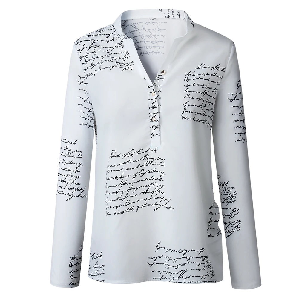 

Fashion Long Sleeve V-neck Shirt Blouses Women Lady Clothing Loose Tops Shirt Ladies Casual Button Blouse Autumn Summer