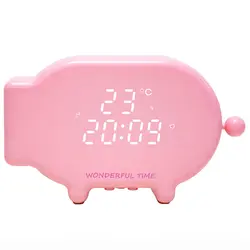Мультяшная Милая свинья Usb зарядка светодиодный Будильник с температурным дисплеем Snooze будильник звук и контроль Света Multi-function Nig