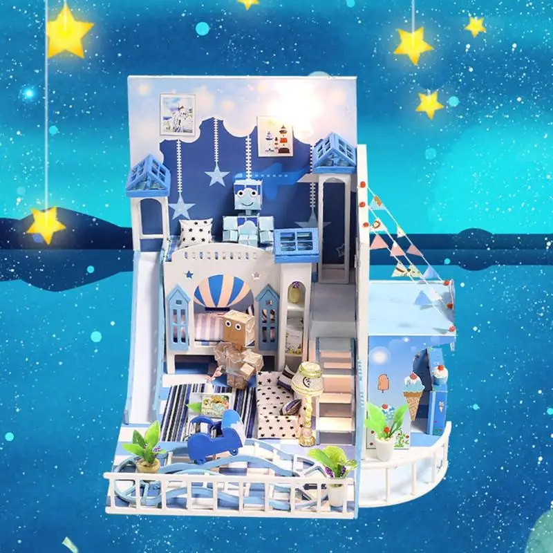 DIY الدافئة نوم دمية منزل مصغرة مع اثاث خشبي Biluding كتل مجموعة مونتيسوري التعليمية لعب للأطفال هدية DIY الدافئة نوم دمية منزل مصغرة مع اثاث خشبي Biluding كتل مجموعة مونتيسوري التعليمية لعب للأطفال هدية