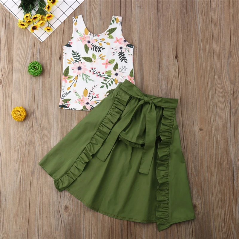 

Toddler Girls Clothes Autumn 2019 Kids Baby Set Floral Tops Summer Sleeveless Backless Vest Shorts Skirts Clothing Outfits 3PCS