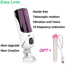 Easy Love Intelligent Telescopic Rotating Hands Free Male Masturbator for men Fake Pocket vagina real pussy Sucking sex machine