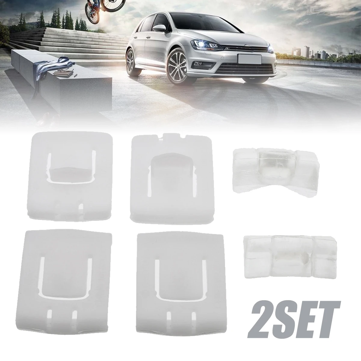 

2Sets 6Pcs White Auto Seat Rail Clip Runner Guide Piece For V-W G-olf MK1 MK2 MK3 C-orrado 435881203A