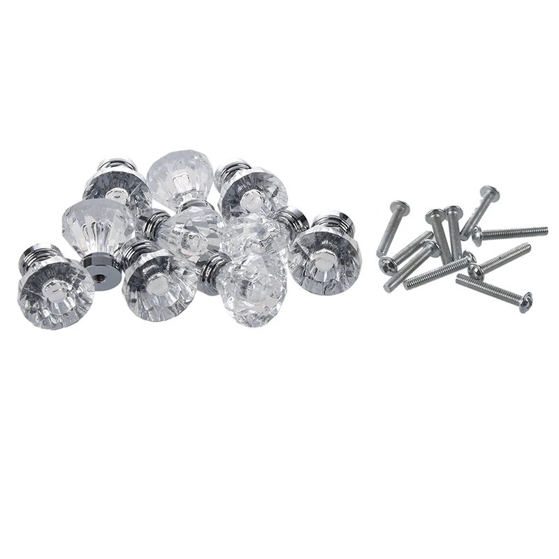 

10x Clear Acrylic Drawer Pull Knob Cabinet Chest Bin Handle / Brilliant Color s Like Diamonds from the Diamond Cuts, Used for