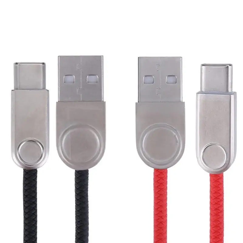 

1m Zinc Alloy Connector PU Braided USB Data Sync Cable USB 3.1 Type-C 2A Fast Quick Charging Cord AWG Cooper Wire Charger