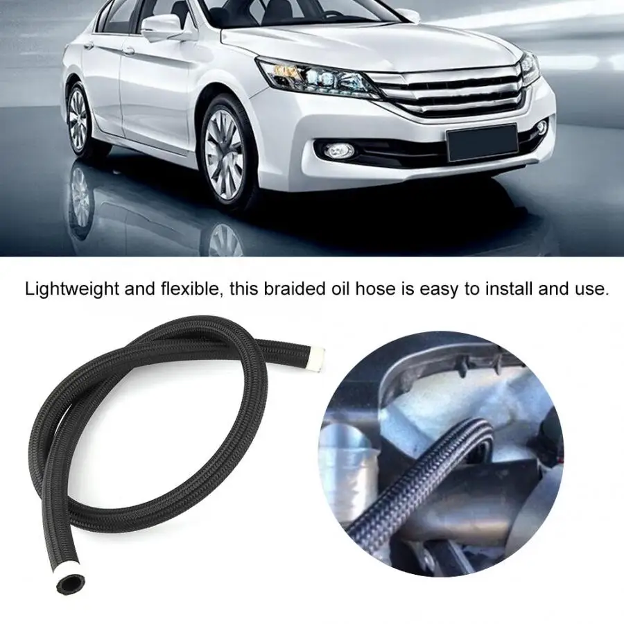 AN10 Black Nylon Braided Oil Hose intercooler silicone hoseFuel Line Accessory Replacement Car Accessories | Автомобили и