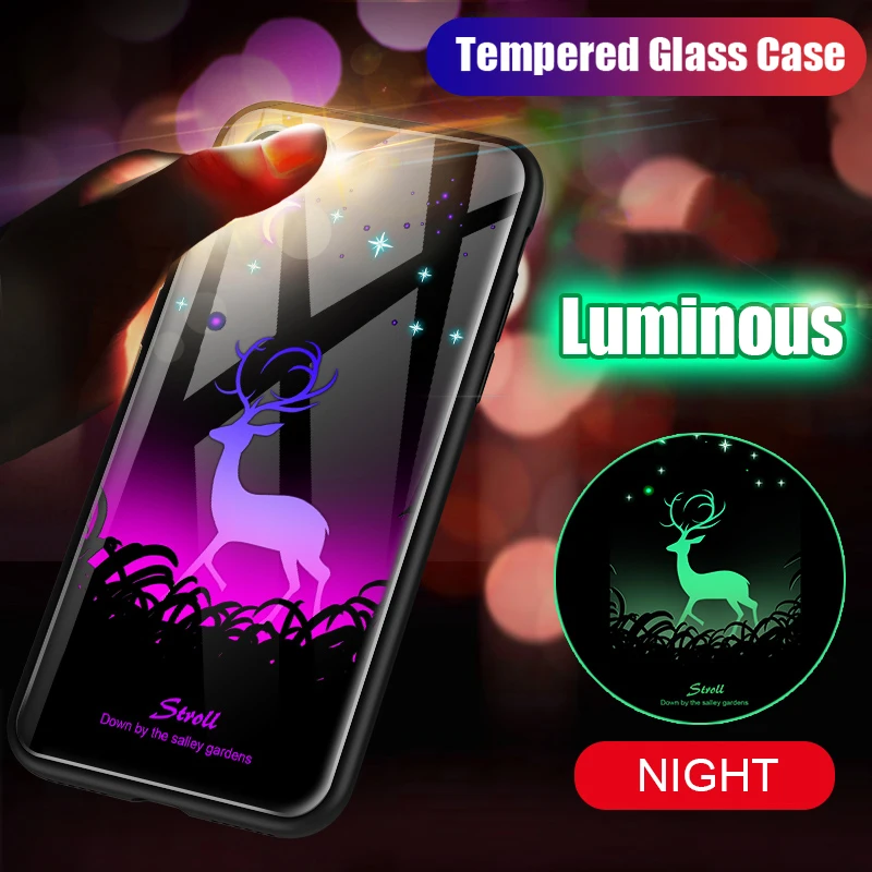 Luminous Case For iPhone XR Case For Apple iPhone X XS Max XR LCD 10 Protective Tempered Glass Full Cover On Luminous Case Film 