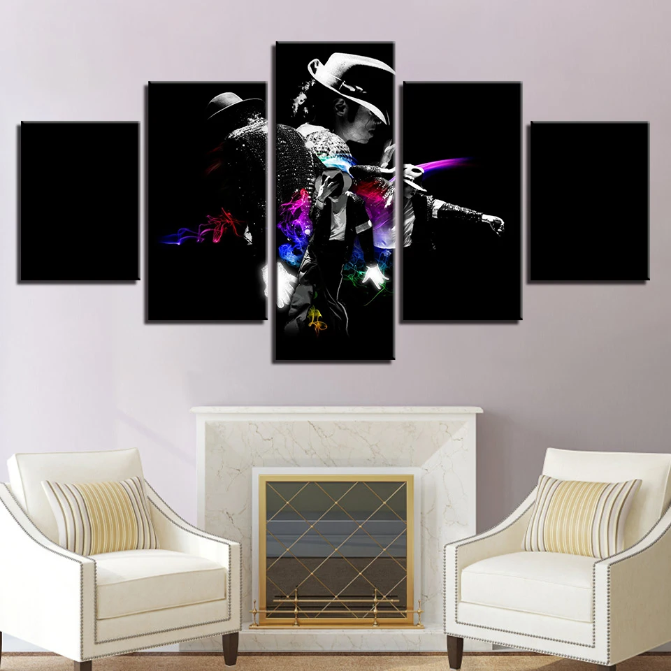 

Poster Wall Art Framework Modular Pictures 5 Panel Singer Michael Jackson Canvas Painting For Living Kids Room Decorative