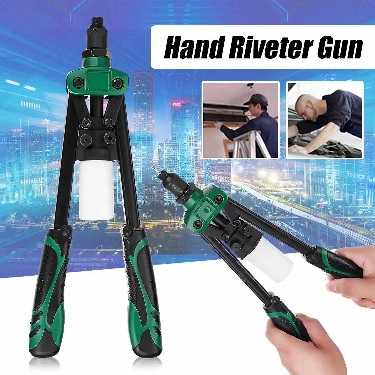 13 inch 2.4/3.2/4.0/4.8/6.4mm 5 In 1 Riveter Head Hand Riveter Auto Rivet Tool Riveter Heavy Woodworking Hand Tool