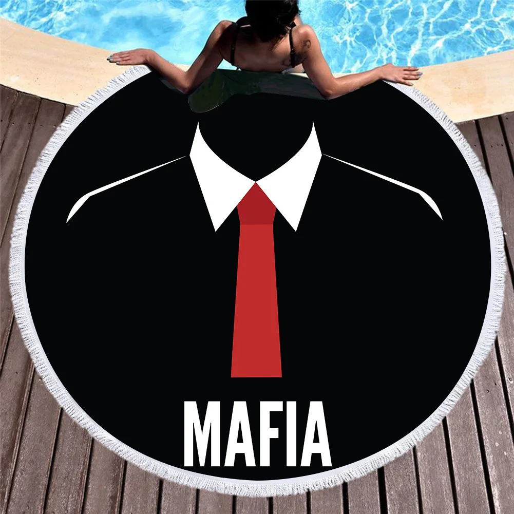 Летнее круглое пляжное полотенце с принтом Boss Mafia, пляжное полотенце из микрофибры для гостиной, Hime, декор для йоги, пикника, Большое банное полотенце Toallla