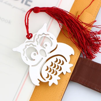 

50Pcs/lot Owl Bookmark With Tassels Metal Bookmark Stationery Favors For Kids Birthday Gifts Wedding Souvenirs