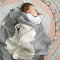 Детское одеяло s новорожденных 100% хлопок кролик ухо мягкое теплое одеяло вязаная пеленка детское банное полотенце для малышей постельные
