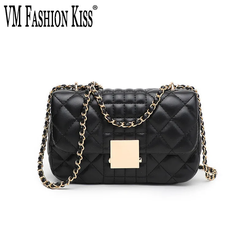 

VM FASHION KISS Diamond Lattice Women's Chain Mini Crossbody Bag PU Leather Messenger Bags Luxury Shoulder Bag For Girl Famous