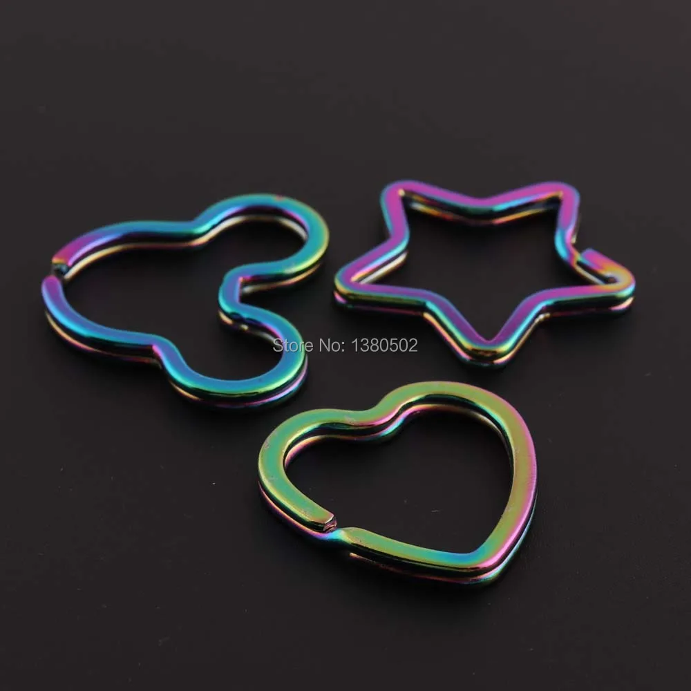 

10PCS /lot Rainbow Color Heart/star/mouse Shape Lovely Unique Design Key ring Key chain for Bag Diy Handmade Accessories
