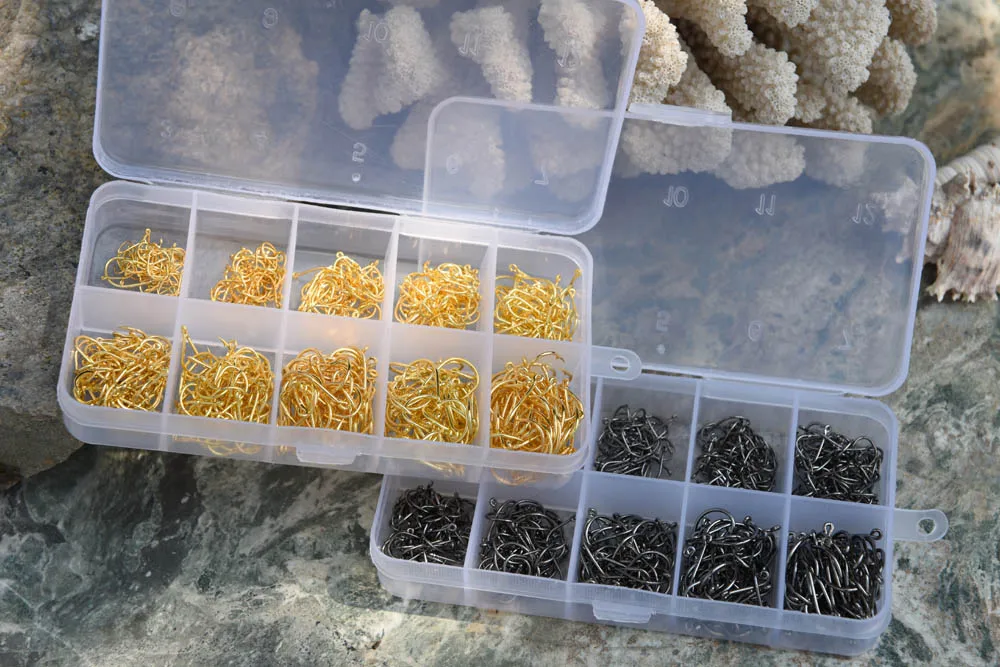 

Lixada 500/600 pcs Fish Jig Hooks Hole Fishing Tackle Box 3# -12# 10 Sizes Carbon Steel With Storage Box Case For Fishing Lure