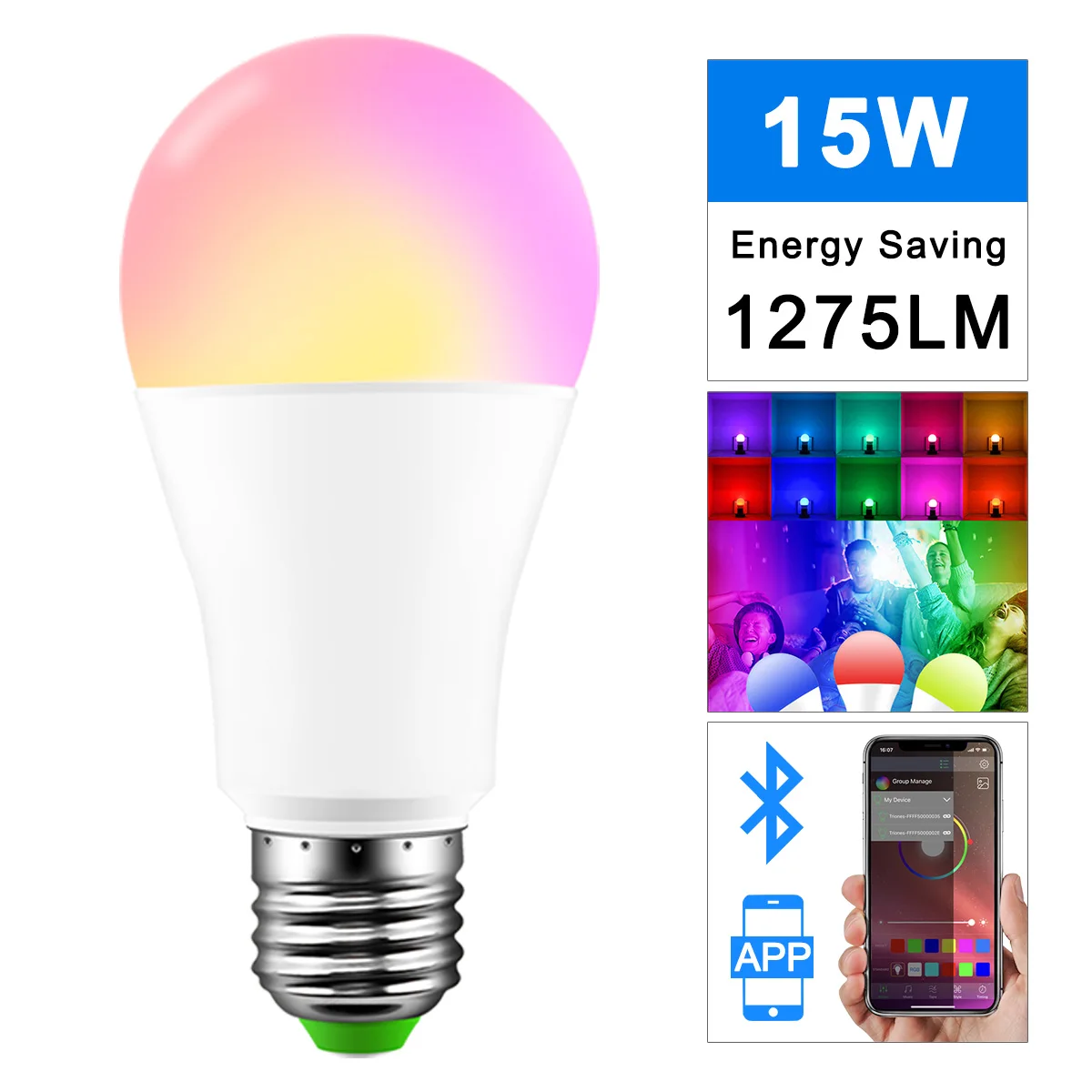 Dimmable E27 светодиодный Bluetooth 4,0 умная Лампа Волшебная лампа RGB+ W RGB+ WW 15 W AC85-265V музыка цвет сменный время домашнего освещения