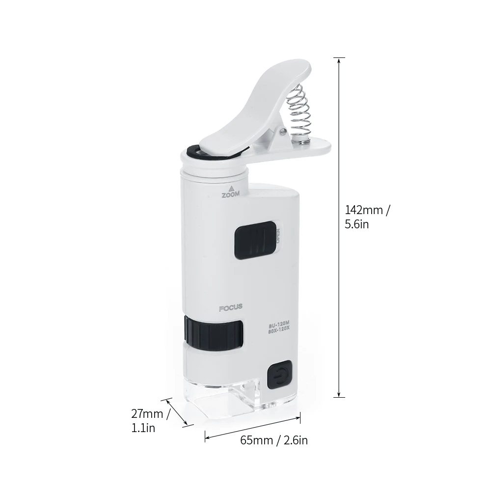 80-120X светодиодный микроскоп для сотового телефона Универсальный микроскоп с зажимом для мобильного телефона удобный Лупа с энергоэффективным светодиодный