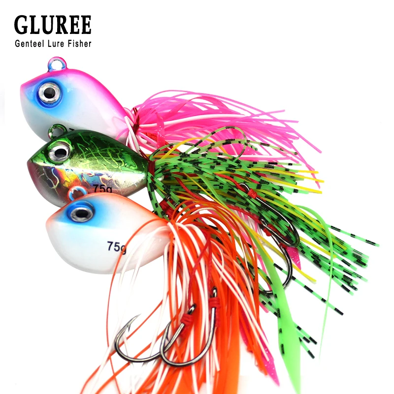  GLUREE 11cm 75g Fishing Lure Lead jig Head Bait Double Fish Hooks Fishing Bait Jigging Head Bait Se