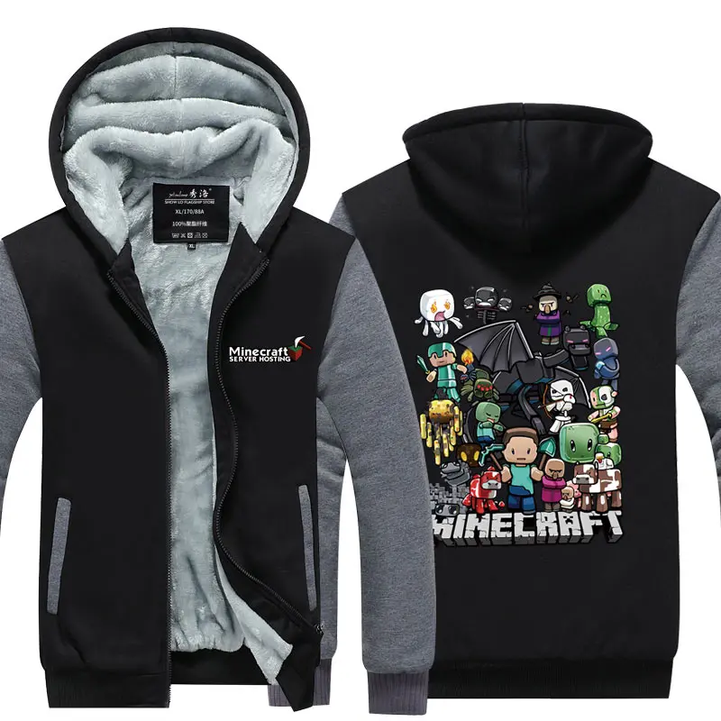 

Fans Made Casual Coat Anime Gaming Minecraft Zipper Hoodies Cosplay Costume My World Unisex Winter Hoodie with Pocket