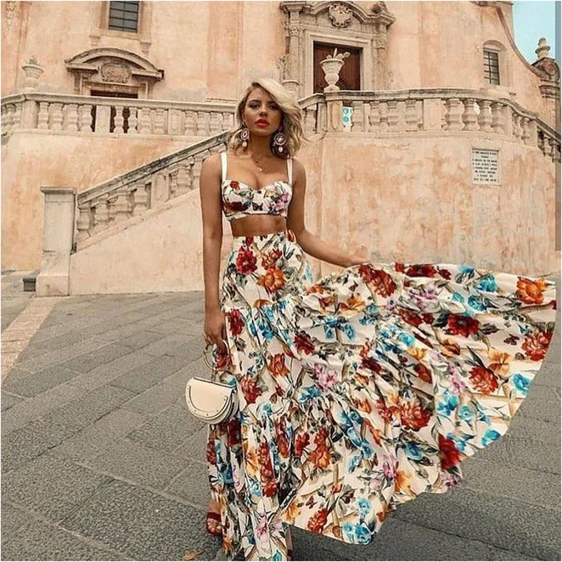 

Try Everything Floral Printed Maxi Dress Women Boho Summer Dress 2019 Women Strapless Beach Dress Long Ladies Dresses Plus Size