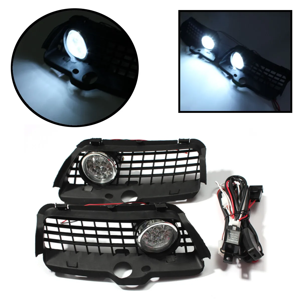 

Pair Fog Light Lamp Driving Lamp Grille with Connecting Wire Cable for Volkswagen for VW MK3 Golf for Jetta 1992-1998