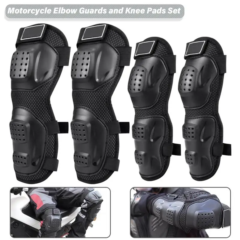 

4PCs Elbow Guards Knee Pads Protection Body Armor Set For Adults Motorcycle Motocross Cycling Skating Racing Protective Gear