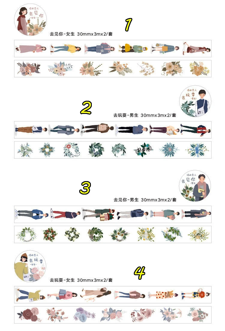 2 рулона набор декоративного скотча Васи Инс скрапбукинг украшения пуля журнал Корейская лента дневник планировщик DIY цветок характер милый стационарный