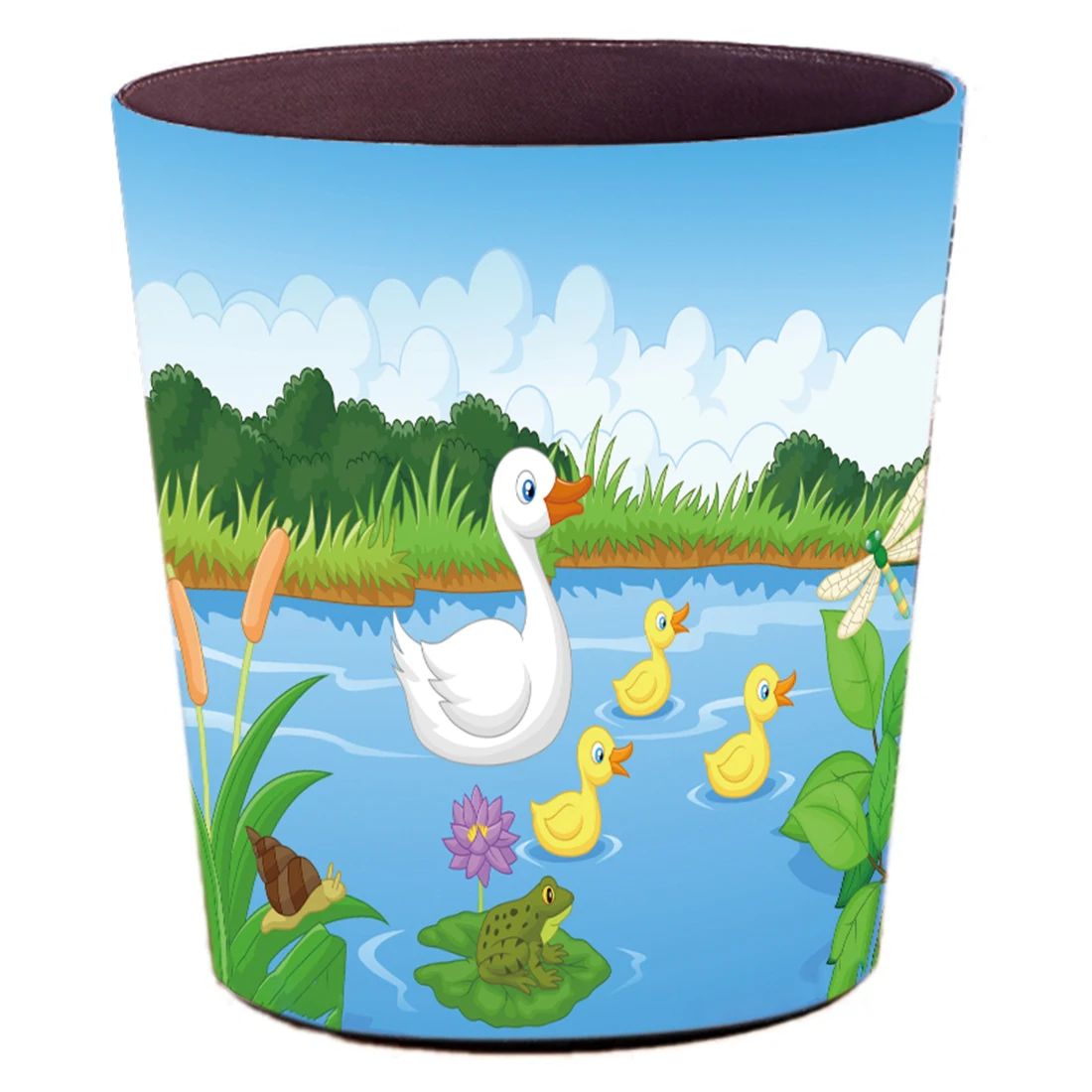 

25 X 20 X 27CM 10L Waterproof Cartoon Leather Trash Bin Waste Container Garbage Can Bin Dust Case Holder Box Organizers 5 Colors