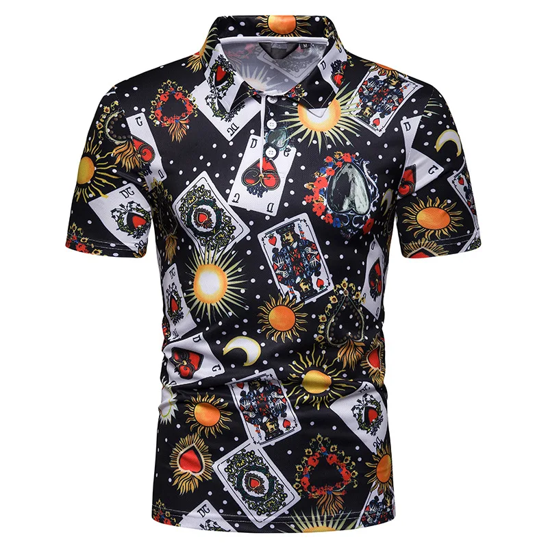 

2019 Free Shipping New Arrival Summer Men's Playing Cards Printing Short-sleeved POLO Mens Polo shirt