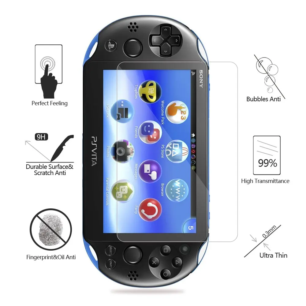 PS Vita 2000 закаленное стекло для переднего экрана и HD Прозрачная ПЭТ пленка Защитные