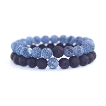 Пара дистанционный браслет классический натуральный камень синий и черный Инь Ян бисерные браслеты для мужчин и женщин лучший друг Лидер продаж