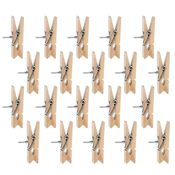 

Push Pins with Wooden Clips Pushpins Tacks Thumbtacks, Creative Paper Clips with Pins for Cork Boards Notes Photos Wall and Cr