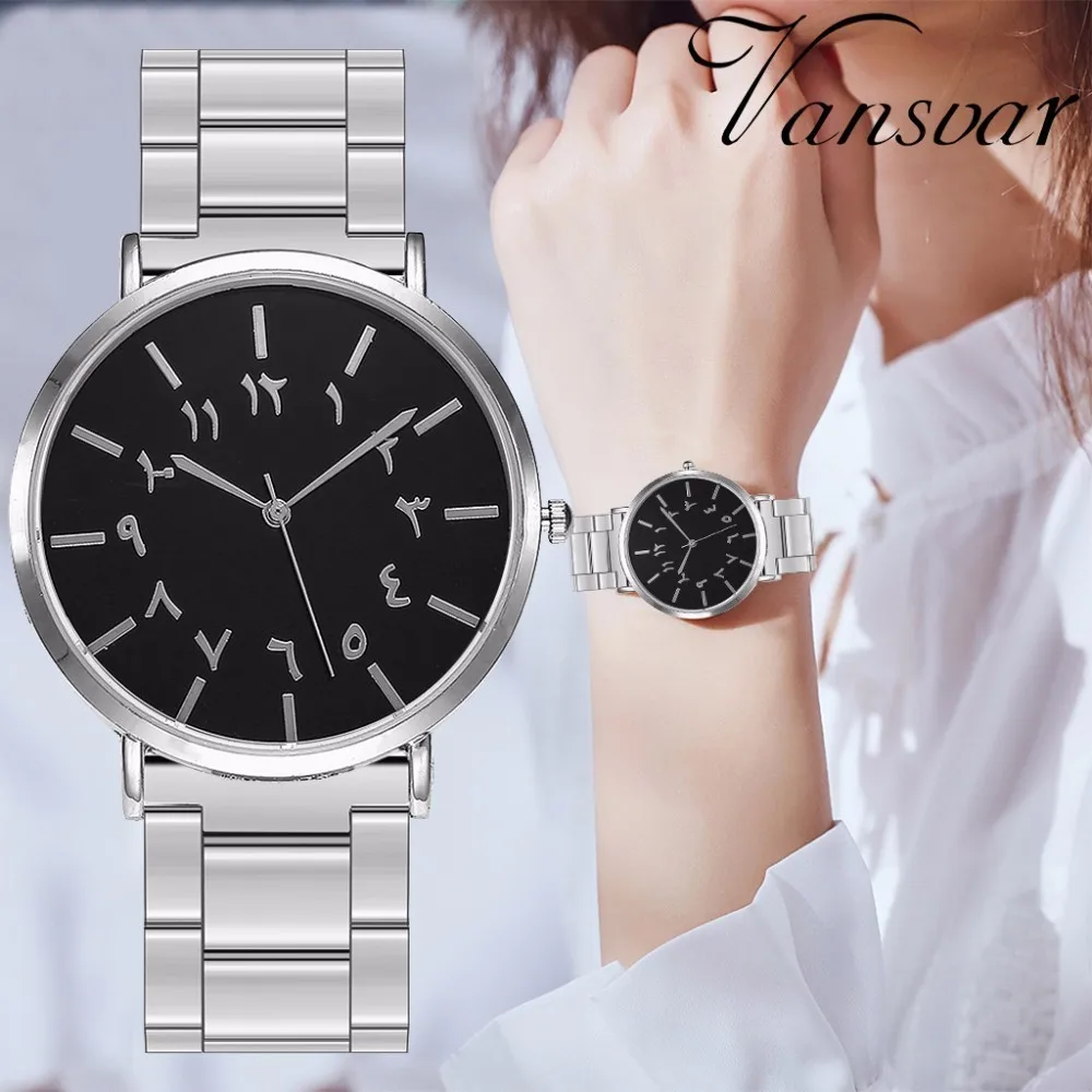 

Hot Fashion Men Women Arabic Numbers Watch Casual Stainless Steel Quartz Wrist Watch Relogio Feminino Dropshipping