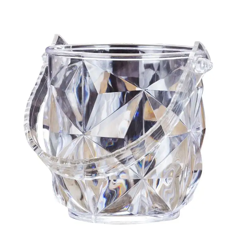 

1 pc Ice Bucket Portable Acrylic Round Transparent Wine Set with Ice Tong for Restaurant KTV Bar