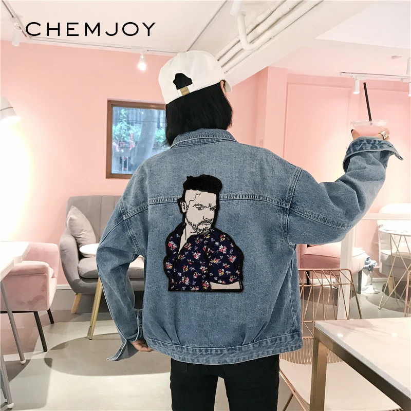 

Large Cool Man Applique Patches Sew on Embroidered Patch for Backpacks Jacket Clothes Stickers DIY Apparel Accessories Badge