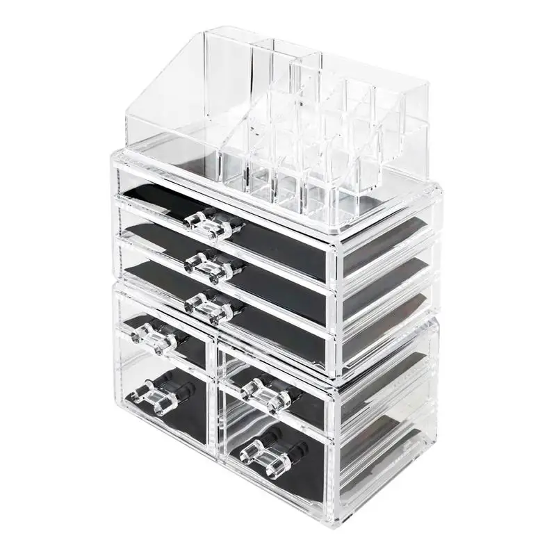 

Makeup Organizer Cosmetics Container Box Acrylic Cosmetics Storage Rack Home Decoration With 7 Drawers Transparent