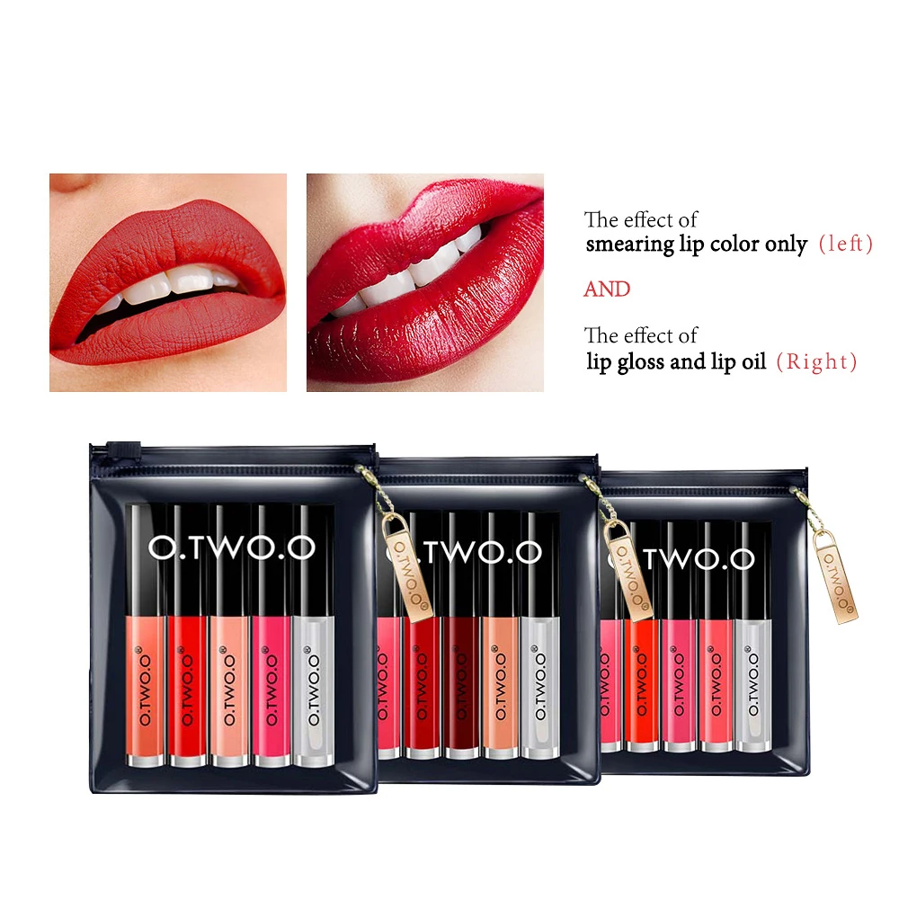 

O.TWO.O 5pcs Makeup Matte Liquid Lipstick Set Lip Gloss & Moisturizing Lip Oil Long Lasting Velvet Make up Lipsticks