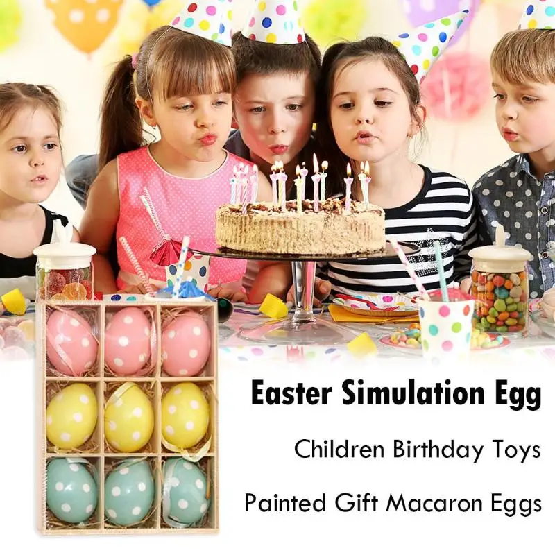  9pcs/Box Easter Simulation Egg Child DIY Eggs Painted Toys Artificial Eggs DIY Painting Easter Egg Educational Toy