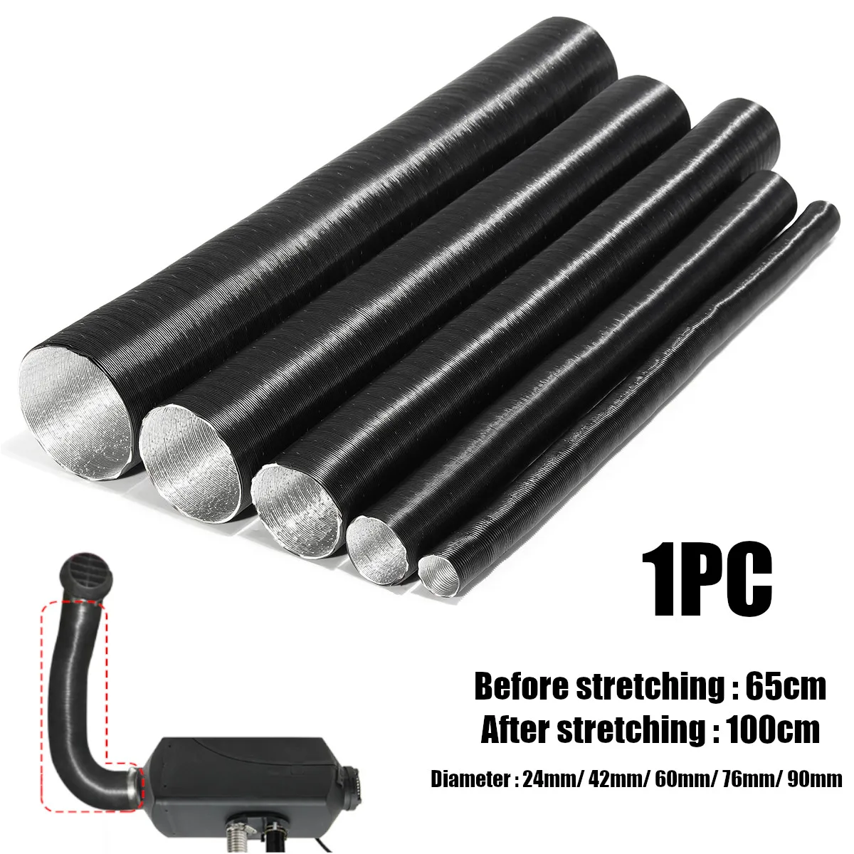  Air Pipe Exhaust Fan Alum Hose Corrugation Intake Outlet Tube Car Air Conditioning Truck for Heater